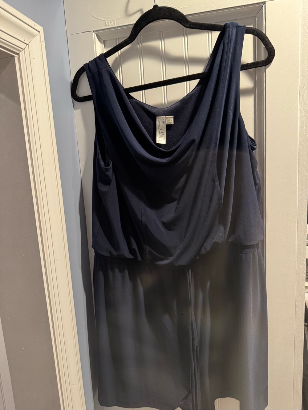 Emma & Michele Navy Blue Sleeveless Cowl Neck Mini romper